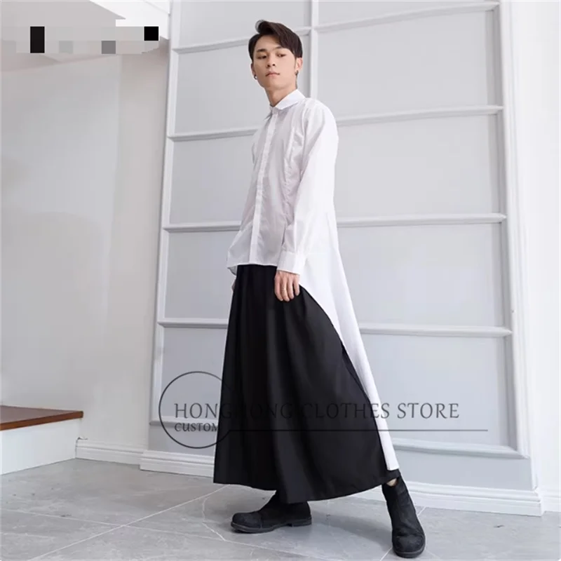 

Мужская рубашка на заказ, оверсайз, с длинным рукавом, в пол, темная, асимметричная, уникальная, струящаяся, облегающая.