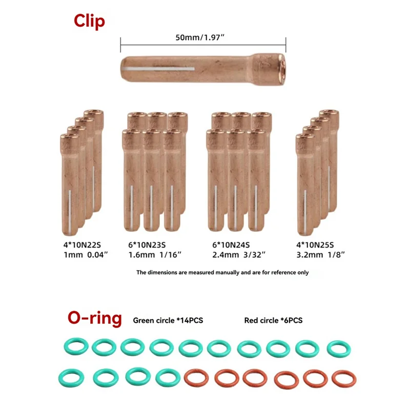 RMWIN-68PCS TIG شعلة لحام اكسسوارات عدة فوهة كوليت الجسم قصير الغاز عدسة كأس زجاجي عدة ل WP-17/18/26 #5