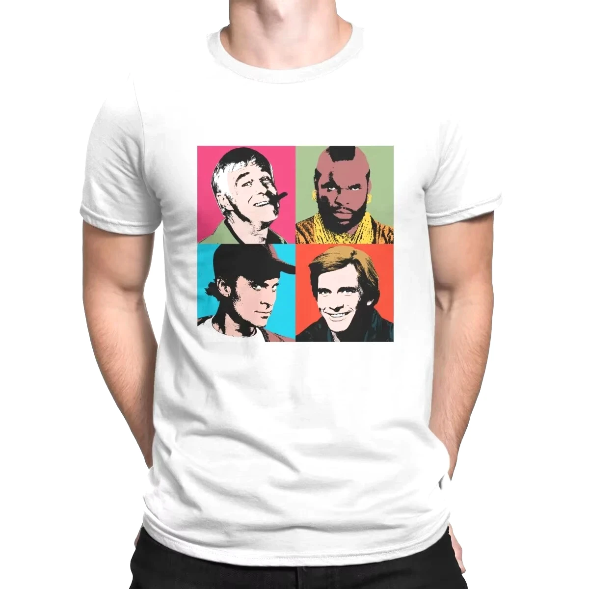 The A-Team Men T Shirt  Mashup TV 80s Hanniba Print Tees Casual Round Neck Cotton Short Sleeve Man Tshirts Big Size Unisex Tops