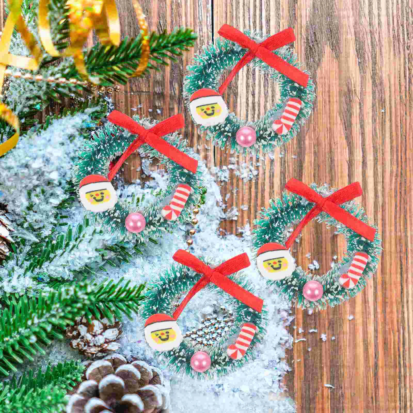 10 Pcs Christmas Decorations Garland Snow Landscaping Props Mini Wreath Miniature Figurine Resin Party Favors Elder