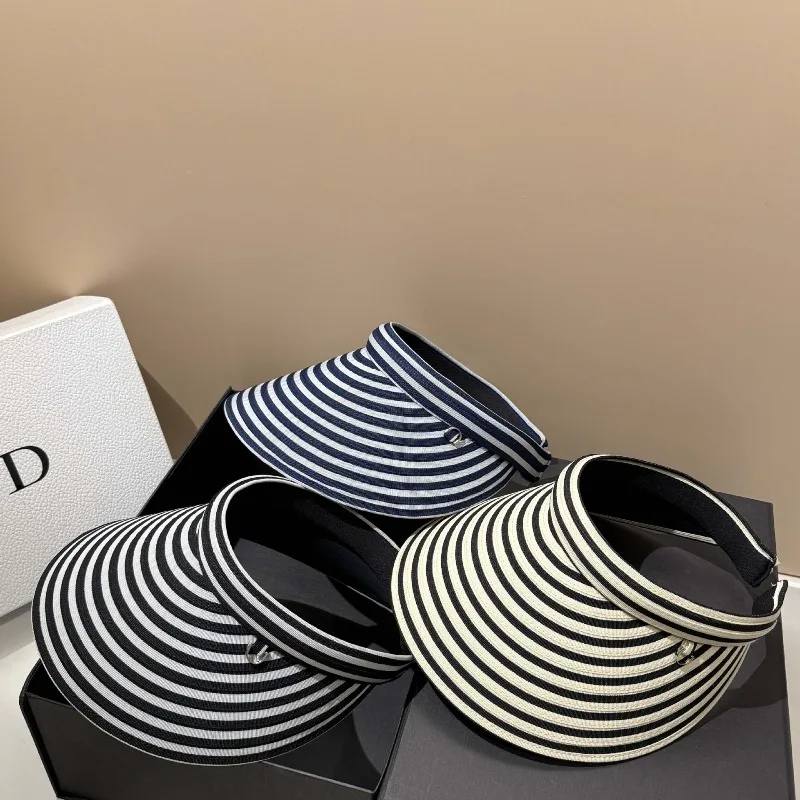 

​​2025 Black Liner UPF50 Sun Visor Hairband Summer Outdoor Driving for Women Lightweight Brim Hat Striped Trendy Free Shipping​​