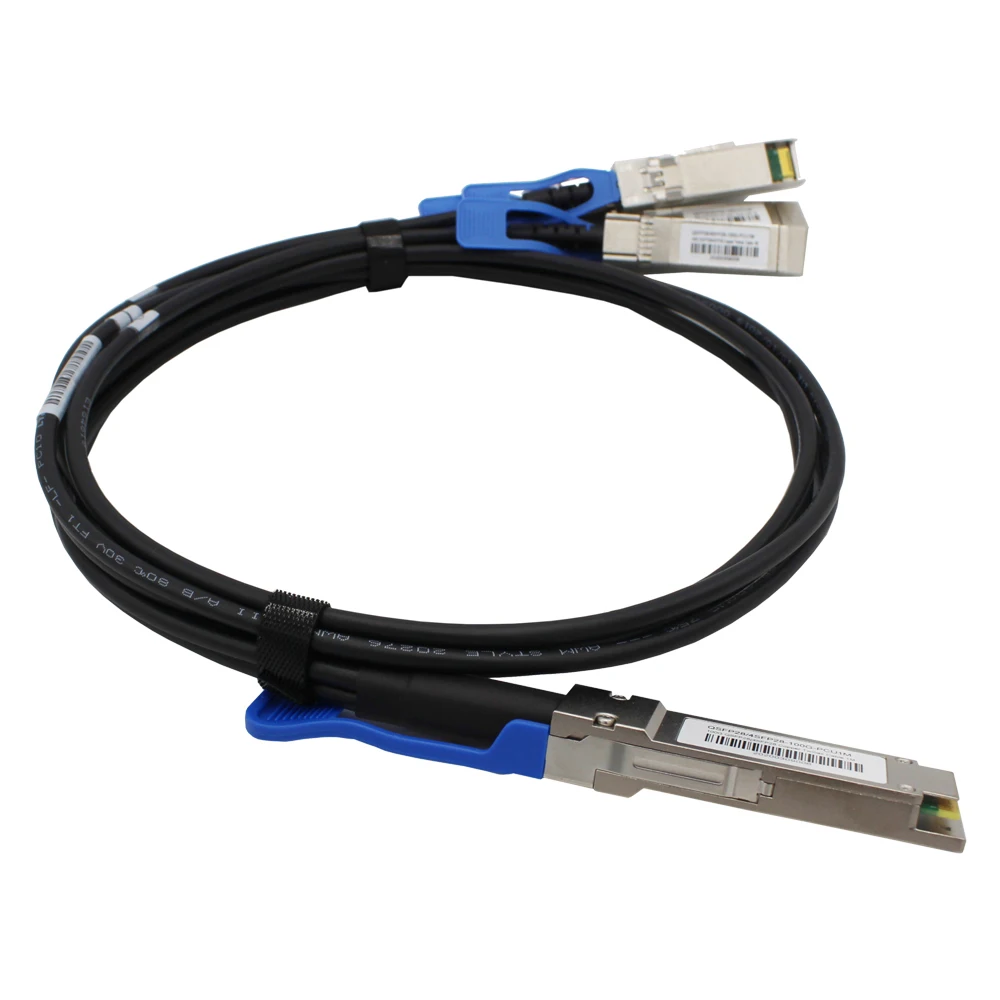 High-Speed QSFP28 to 4*SFP28 100G Direct Attach Fiber Optic Cable 1M 2M 3M 5M with 30AWG 28AWG 26AWG for IP Network