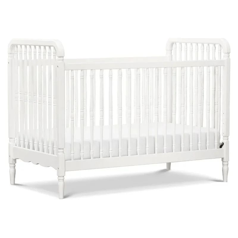 Namesake Liberty 3-in-1 Convertible Spindle Crib with Toddler Bed Conversion Kit in White, Greenguard Gold Certified