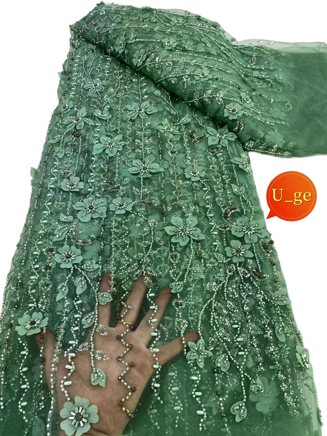 

2024 Latest Best Quality Luxurious Soft Eligant Embroidered Beaded tube Lace Fabric For Party Evening Dresses U_GE5158