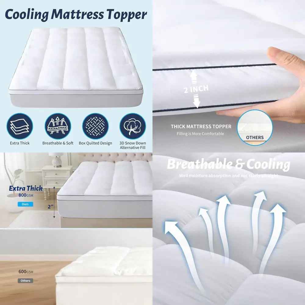 

Наматрасник с глубоким карманом, очень толстая подушка, дышащий охлаждающий чехол, размер Queen, белый