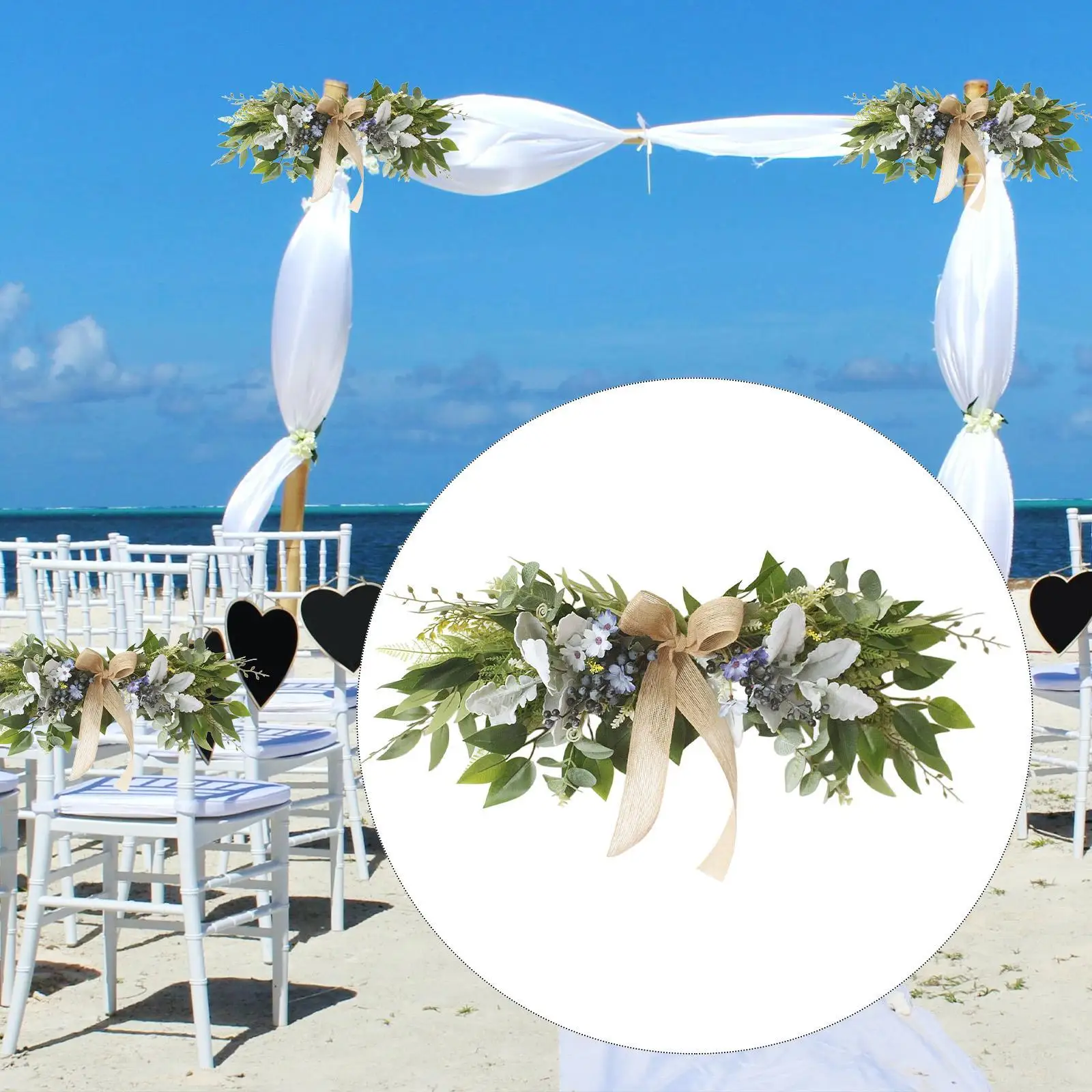 

Wedding Arch Flowers Artificial Flower Swag Wedding Welcome Sign Romantic Floral Swag Green Leaves for Festivals Celebrations