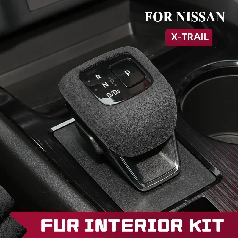For Nissan  X-trail 2021 2022 2023  Accessories Leather Car Gear Shift Knob Cover Suede Gears Cap Protective Mat