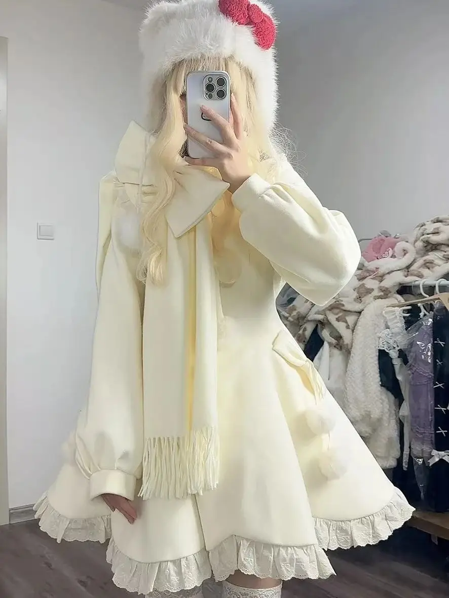 اليابانية Kawaii لوليتا فستان حلو 2025 المرأة Y2k الجمالية لطيف فساتين غير رسمية واحدة الصدر الدانتيل تنورة الحفلات الخريف الشتاء #1