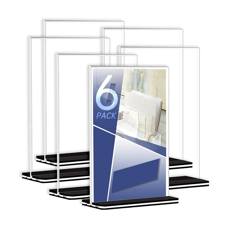 

Plastic Sign Holder 8.5X11 Inches, 6 Pack T Shape Table Top Display Stand, Double Sided