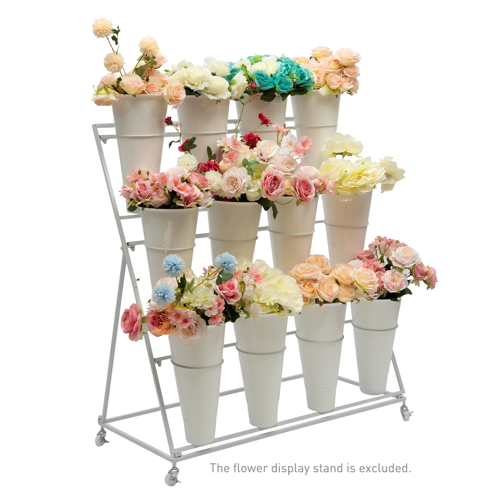 

Трехуровневая металлическая подставка для растений на колесиках, в комплекте 12 горшков для растений, современная подставка для растений, подставка для растений для дома и улицы