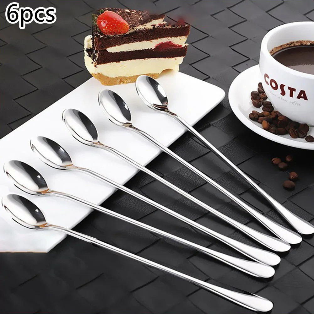 High Quality High quality Soup Spoon Soup spoon Spoon Kitchen Milkshake Stainless Steel 6PCS Stew Tableware Coffee