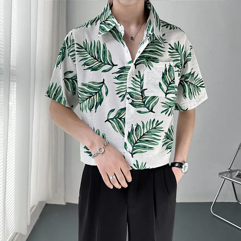 

New Handsome Casual High-end Thin Loose Short-sleeved Shirt Trendy and Personalized Niche