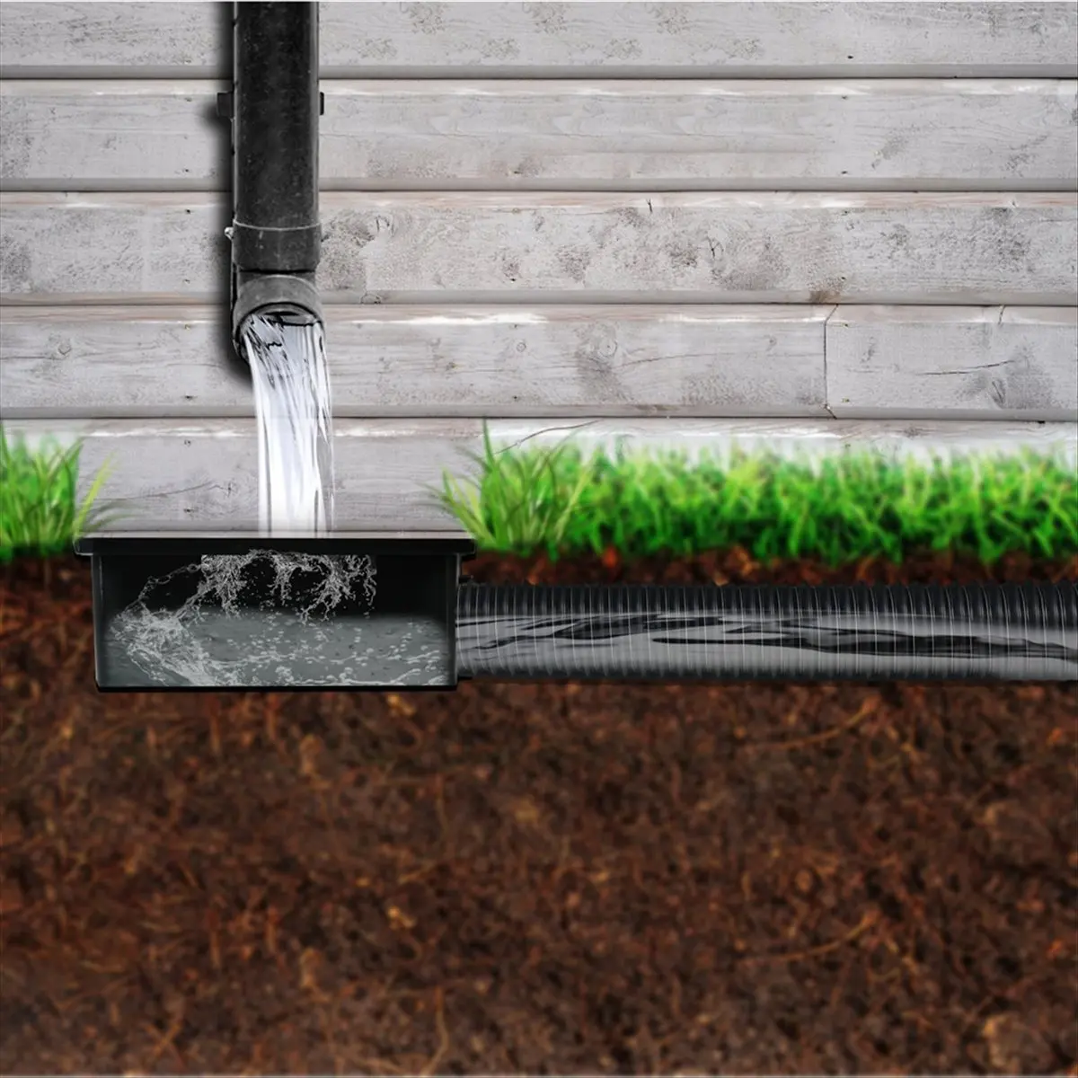 ABJS Catch Basin Downspout Flexible Extension Storm Drain Catch Basin Drainage System Drain Adapter for Patio Ground and Lawn
