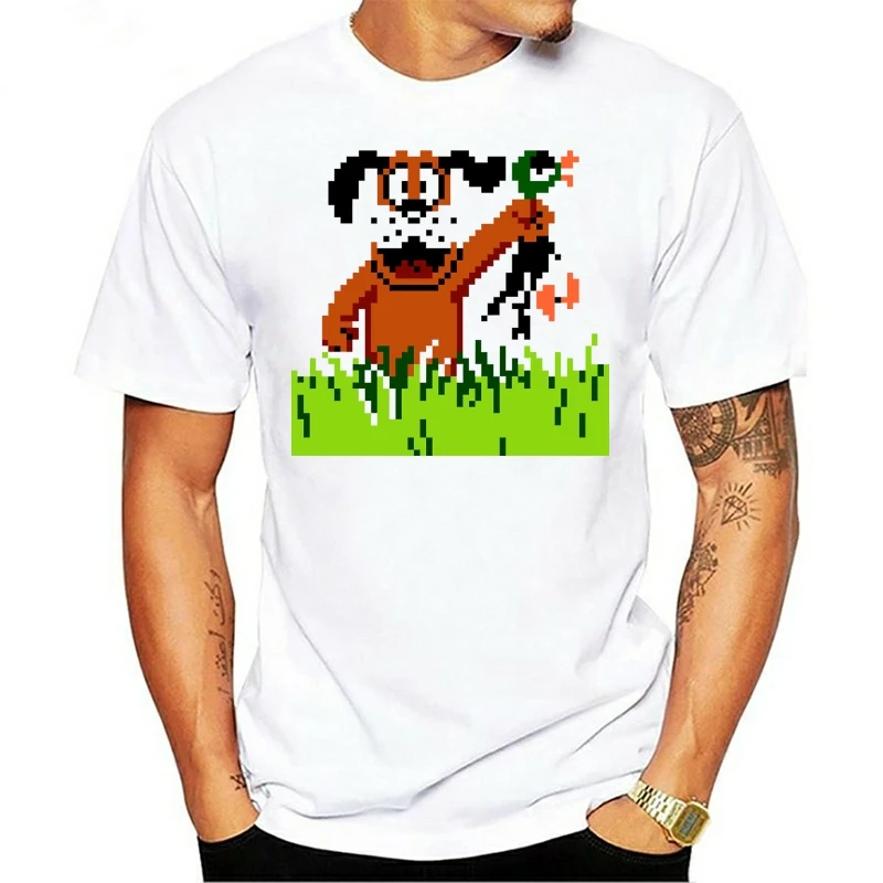 Nuovo DUCK HUNT Retro Classic Video Game uomo Nero T-Shirt Taglia S Alla Cotone Marca Uomo Abbigliamento Uomo Slim Fit T camicia