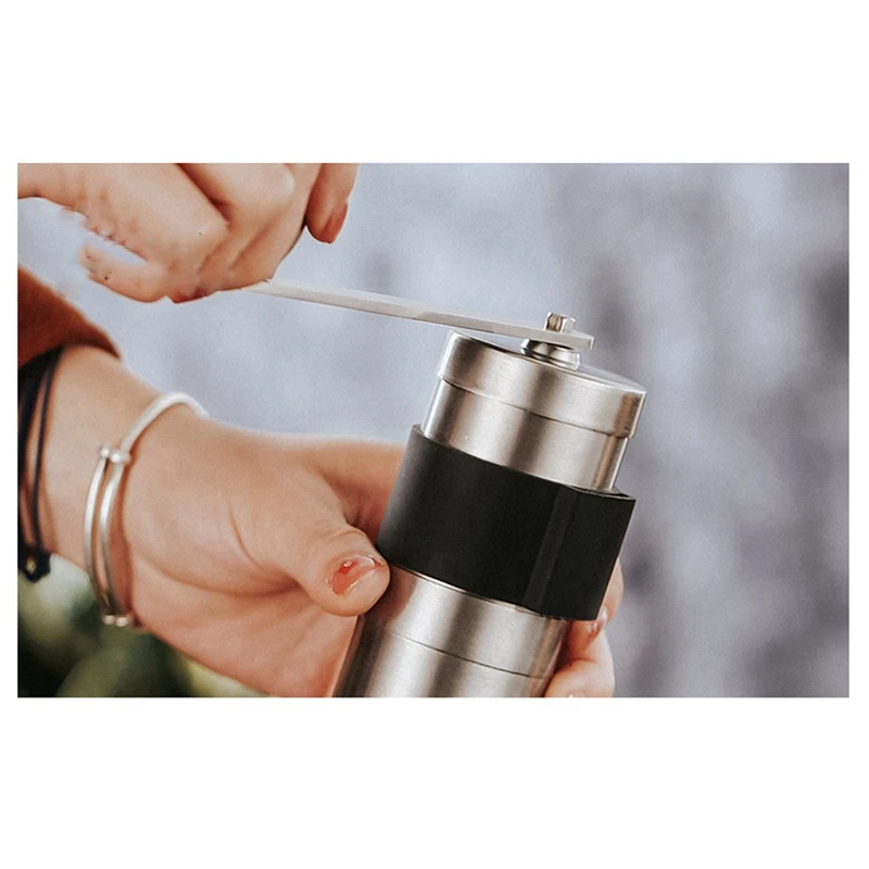 Portable Manual Coffee Grinder - Higher Hardness Conical Ceramic Burrs Stainless Steel Hand With Fine Powder Adjustment