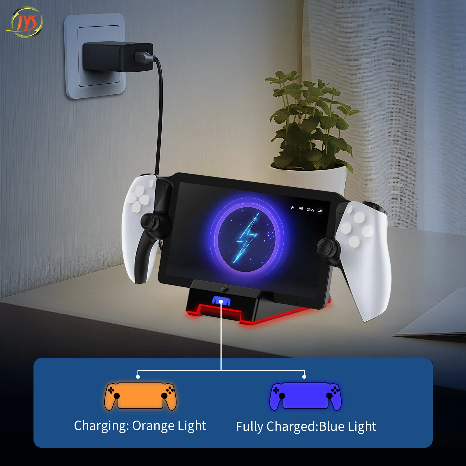 

HOT JYS-P5202 For PS5 Portal Streaming handheld magnetic charging dock gaming handheld charger stand with colorful lights