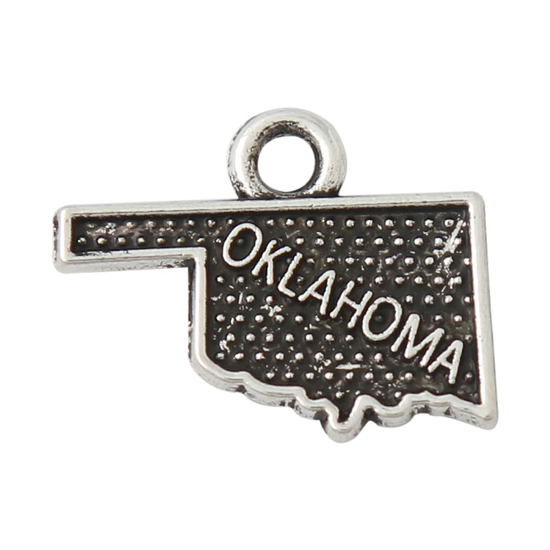 RAINXTAR Fashion Alloy American State Of Oklahoma Map Charms 50pcs 14*17mm AAC881