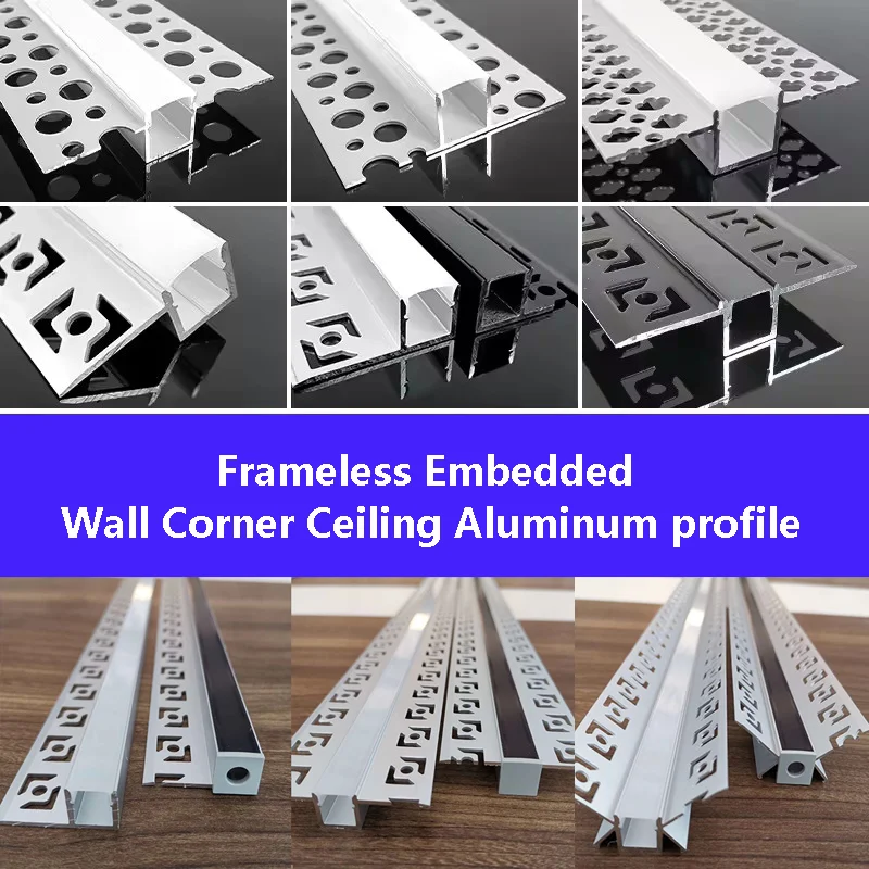 

Frameless LED Ceiling Aluminum Linear Light PC Diffuse Channel Embedded Wall Corner Gypsum Drywall Hidden Hard Strip Light