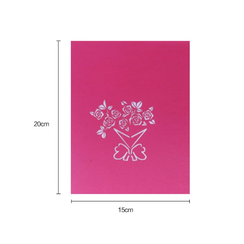 Biglietto d'auguri 3D con fiori di rose pop-up, invito a Natale, compleanno, Capodanno