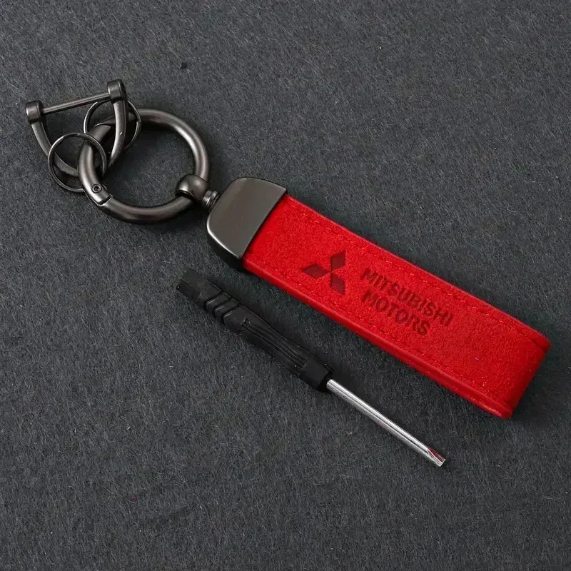 Suede Car Key Chains Pendant Key Ring Holder for Mitsubishi Outlander OTO ASX L300 Montero L200 EVO Delica Pajero Galant Eclipse