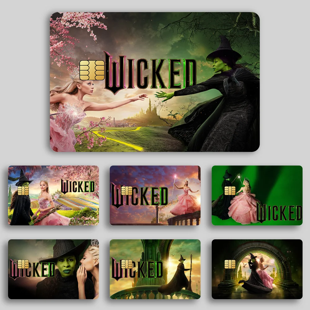 Grande película W-Wicked para película, cubierta de piel, pegatinas para tarjetas de crédito A-Ariana, 4 Uds., decoración frontal de débito, pase de autobús bancario, resistente al agua