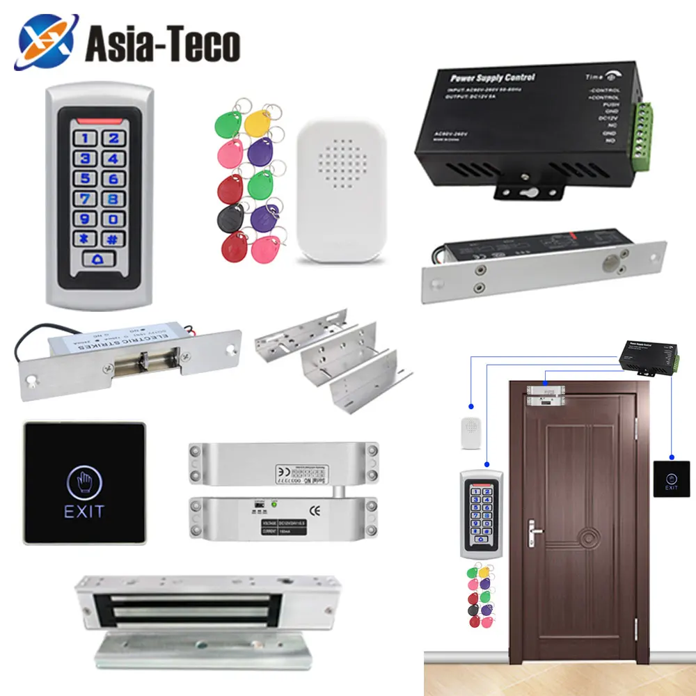 RFID Access Control Kits Keyboard Metal Keypad Door Opener Electronic Lock System Sets 10pcs EM Keyfobs مجموعات التحكم في الوصول