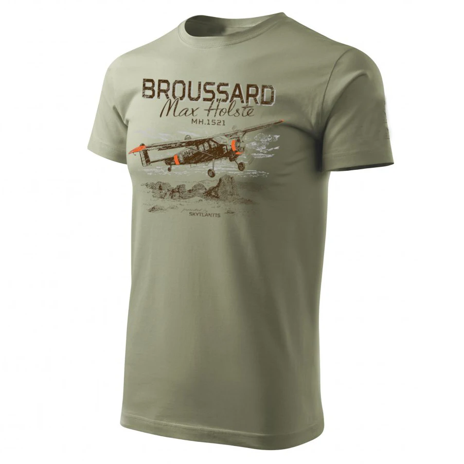 Retro 50s French MH.1521 Broussard Monoplane Aviation Theme T-Shirt 100% Cotton O-Neck Short Sleeve Casual Mens T-shirt