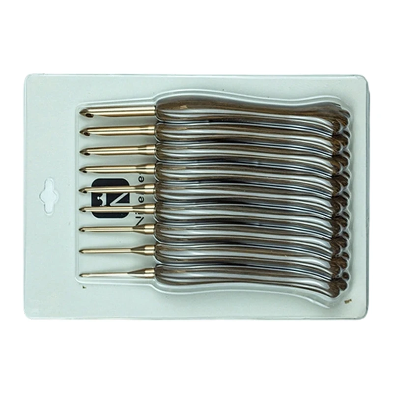 Handcraft Crochet Set with Aluminum Ends and Brown Grip for Creative Study, DIY Sewing Tasks, and Regular Crochet J0MC