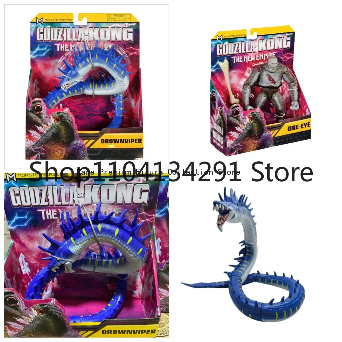 

Оригинальные коллекционные фигурки Godzilla Vs. Kong 2: Абисс, Ядовитая змея и Одноглазый гигантский обезьяна — подвижные экшн-фигурки.
