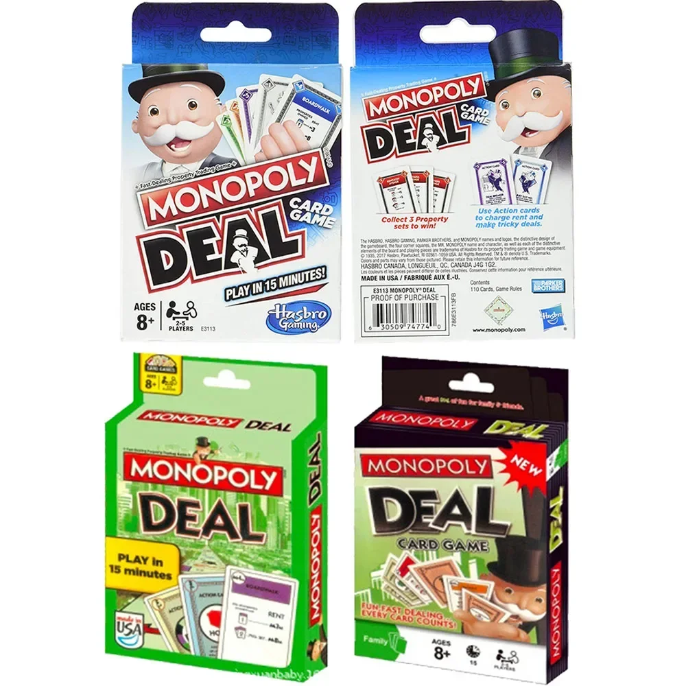 4style Monopoly Deal Blue Box English Version Card Game Family Funny Entertainment Board Games Fun Poker Playing Cards Kids Toys