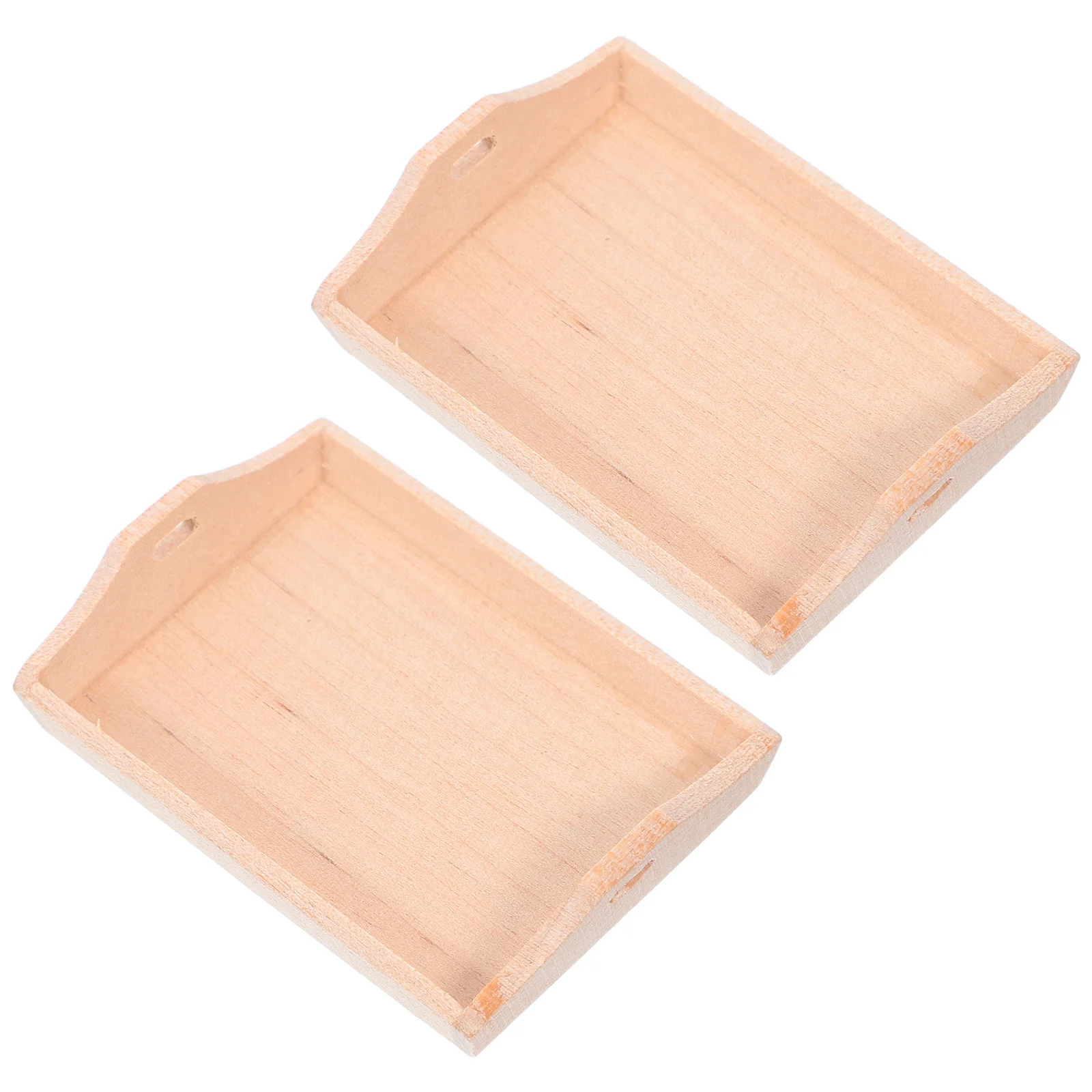 

UPKOCH 2pcs Mini Wooden Bread Tray Dinner Plate Dollhouse Serving Platter Birch Khaki Display Dinning Accessory
