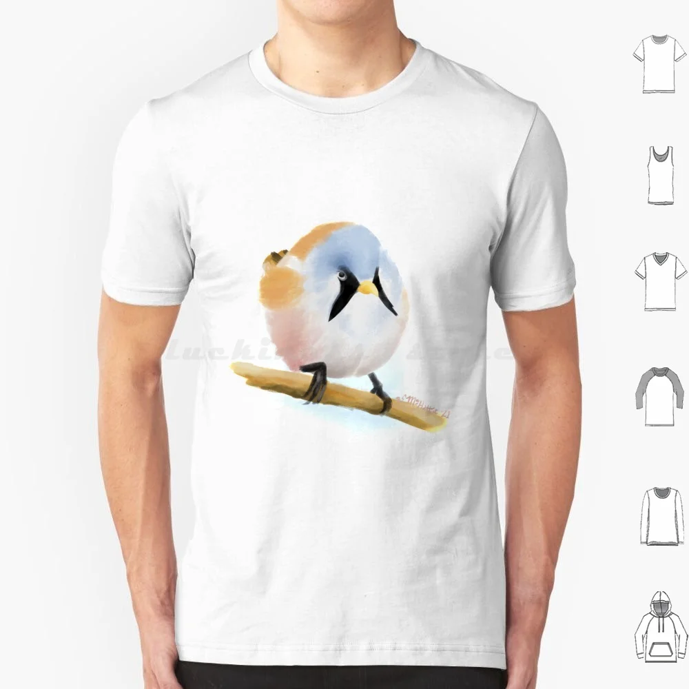 Bearded Reedling T Shirt 6Xl Cotton Cool Tee Bearded Reedling Reedling Bird Realistic Pastel Animals Animal Nature Gouache