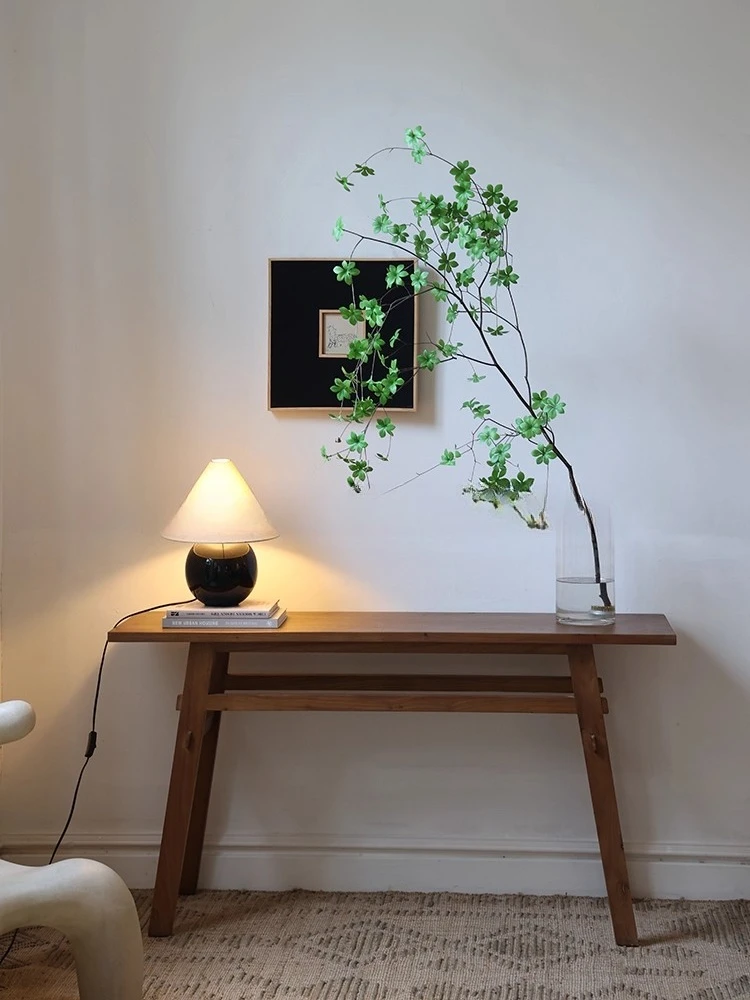 Solid wood entrance hall entrance table Simple long counter table Decorated table against the wall Narrow desk