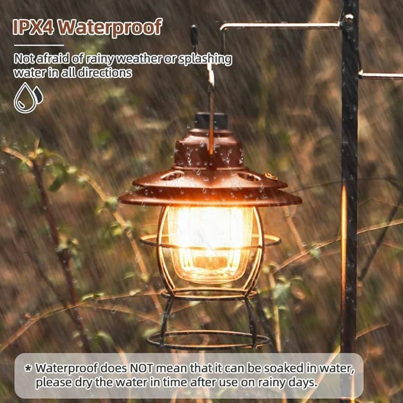 Imagem -04 - Portátil Retro Camping Lantern Iluminação da Barraca Impermeável Decoração ao ar Livre Jardim Street Path Lawn Lamp