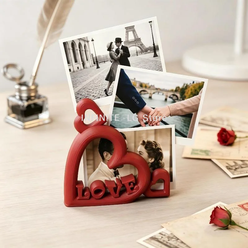 3D Printed Red/Pink Heart Shaped Photo Stand Displays Desktop Ornaments For Home DecorationsINFINITE -LG