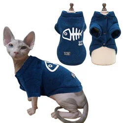 Sphynx Cat Clothes Winter Warm Pet Fishbone Sweatshirt for Cats Dogs Clothes Ragdoll Sphynx Coat Chihuahua Poodle Jacket Apparel