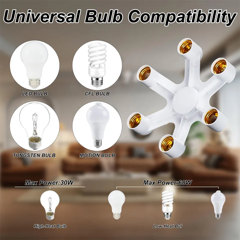 Bases de lámpara enchufe Universal 6 en 1 divisor E27 a E27 UE bombilla LED portalámparas convertidor portalámparas LED portalámparas adaptador de bombilla