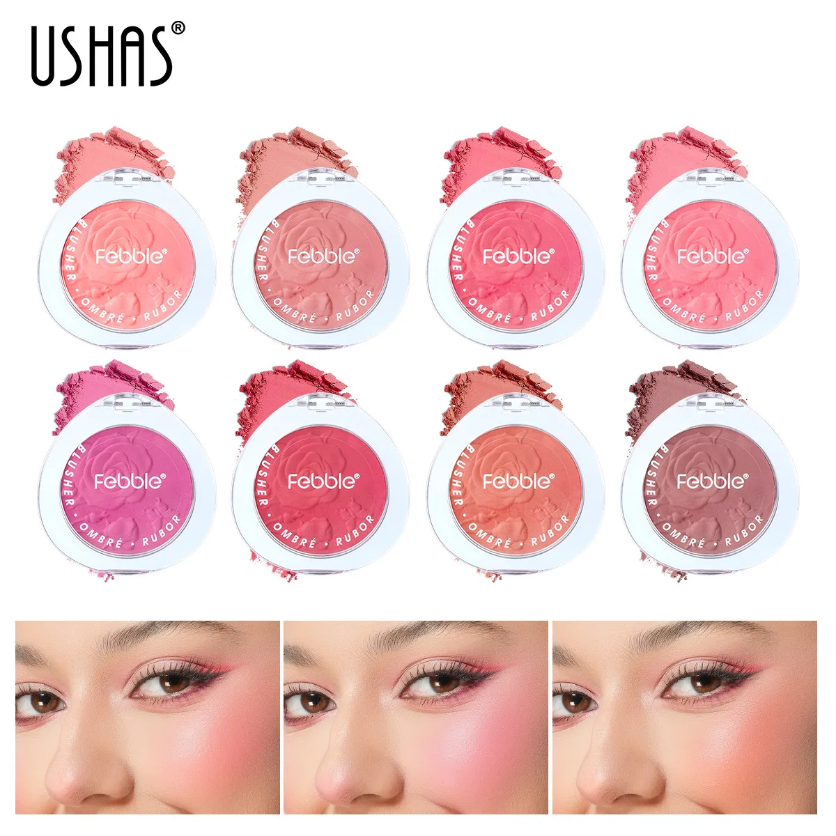 Gradient Blush Waterproof Sweat-proof Blusher Natural Monochrome Blush Palette Long-lasting Face Contour Natural Makeup