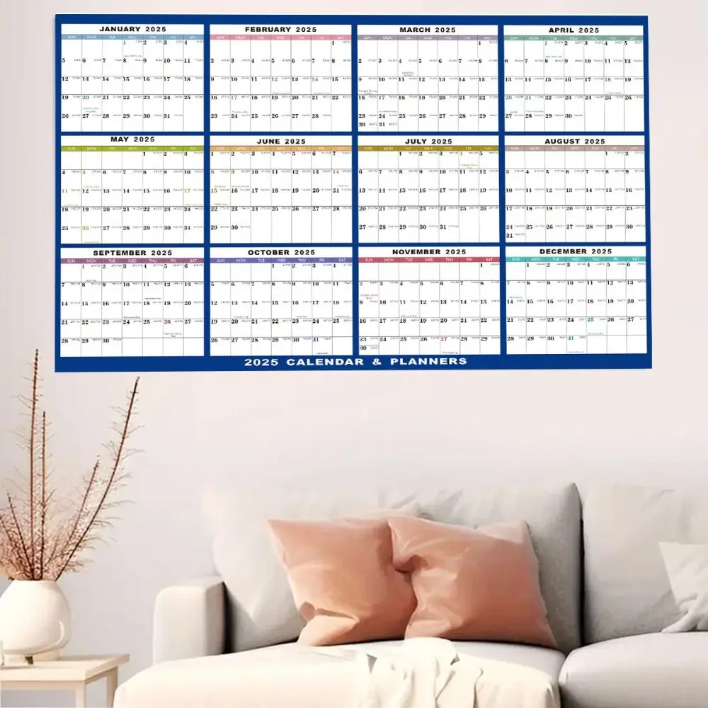 

New Paper Planning Wall Calendar Double-sided Erasable Planner Sheet Memo Pad 2025 Plan Daily Calendar Home Office
