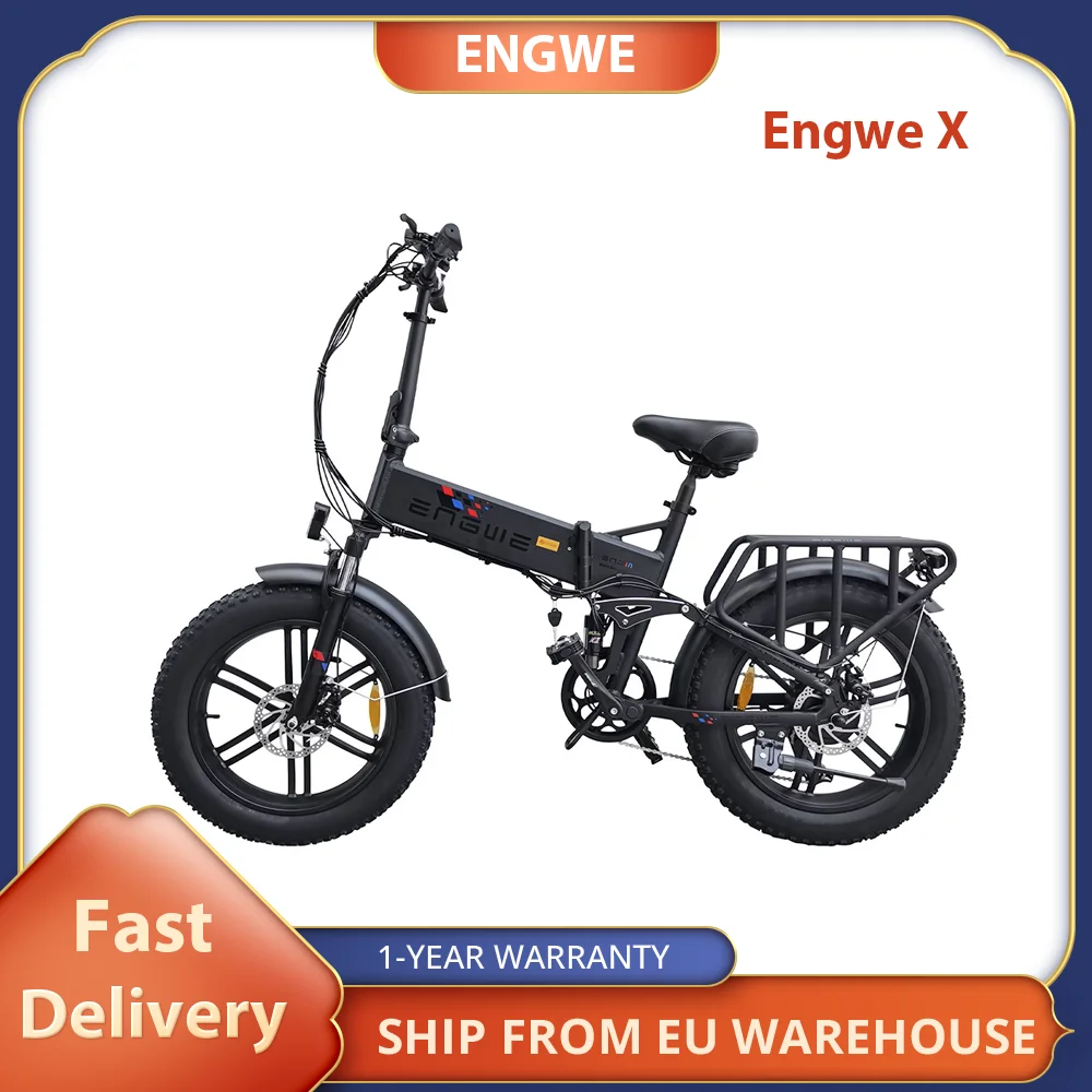 Engwe X Folding Electric Bike 250W Motor 250W Motor 13Ah Removable Battery Fat Tire City Adult Ebike 25km/h Max Speed