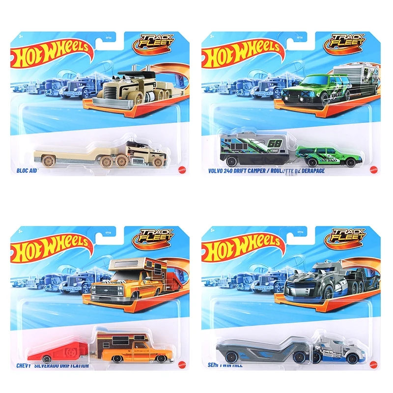

Hot Wheels Car TRACK FLEET Volvo 240 Drift Camper Chevy Silverado Driftcation 1/64 Metal Die-cast Model Toy HYT56