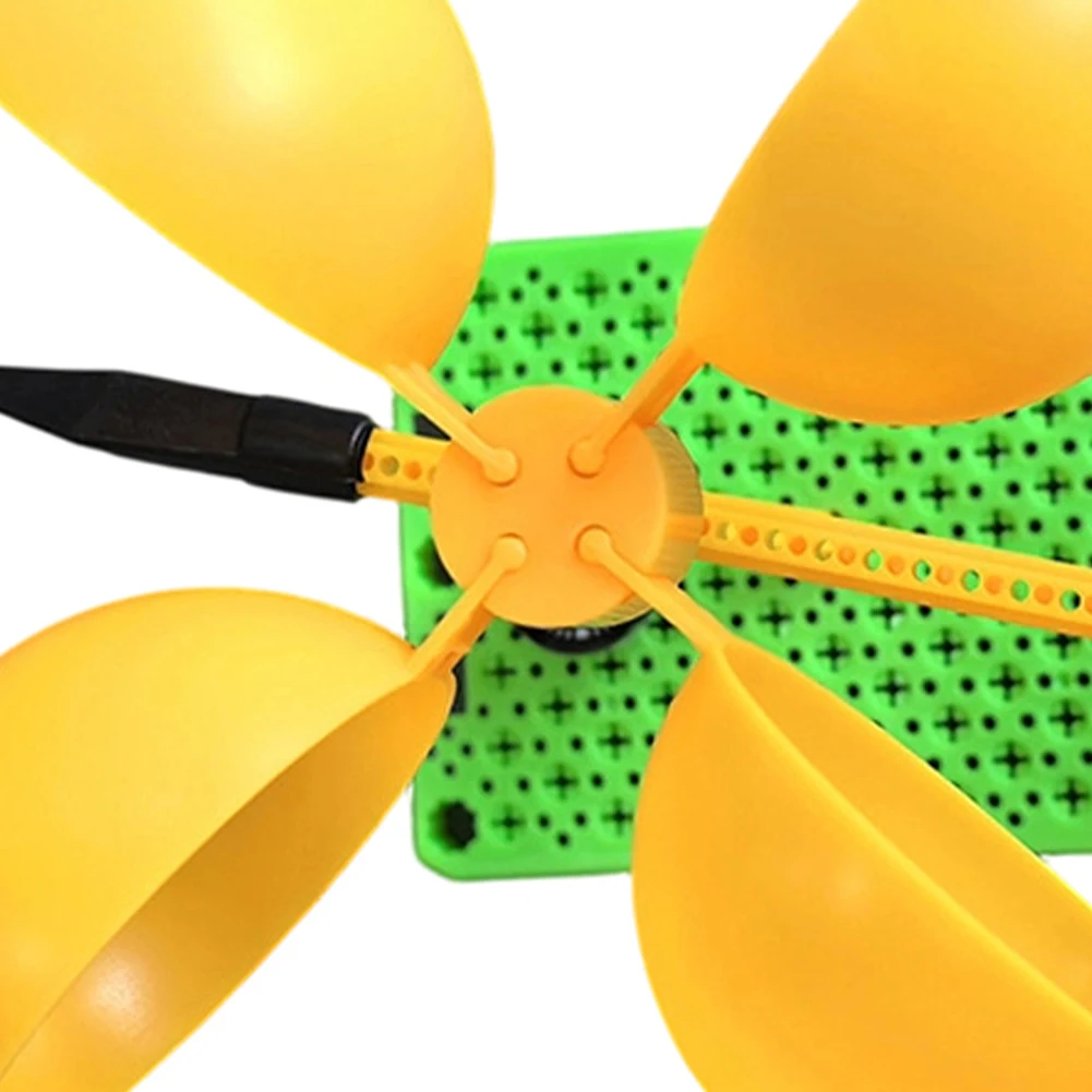 Science Project Model: Wind Vane with Anemometer Integration Green Base Yellow Cups Blue Vane No Glue Required