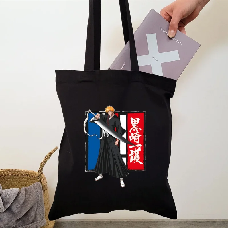 

Отбеливающие сумки Zaraki Kenpachi Kurosaki Ichigo, модная черная сумка, Холщовая Сумка, Женская Повседневная сумка через плечо