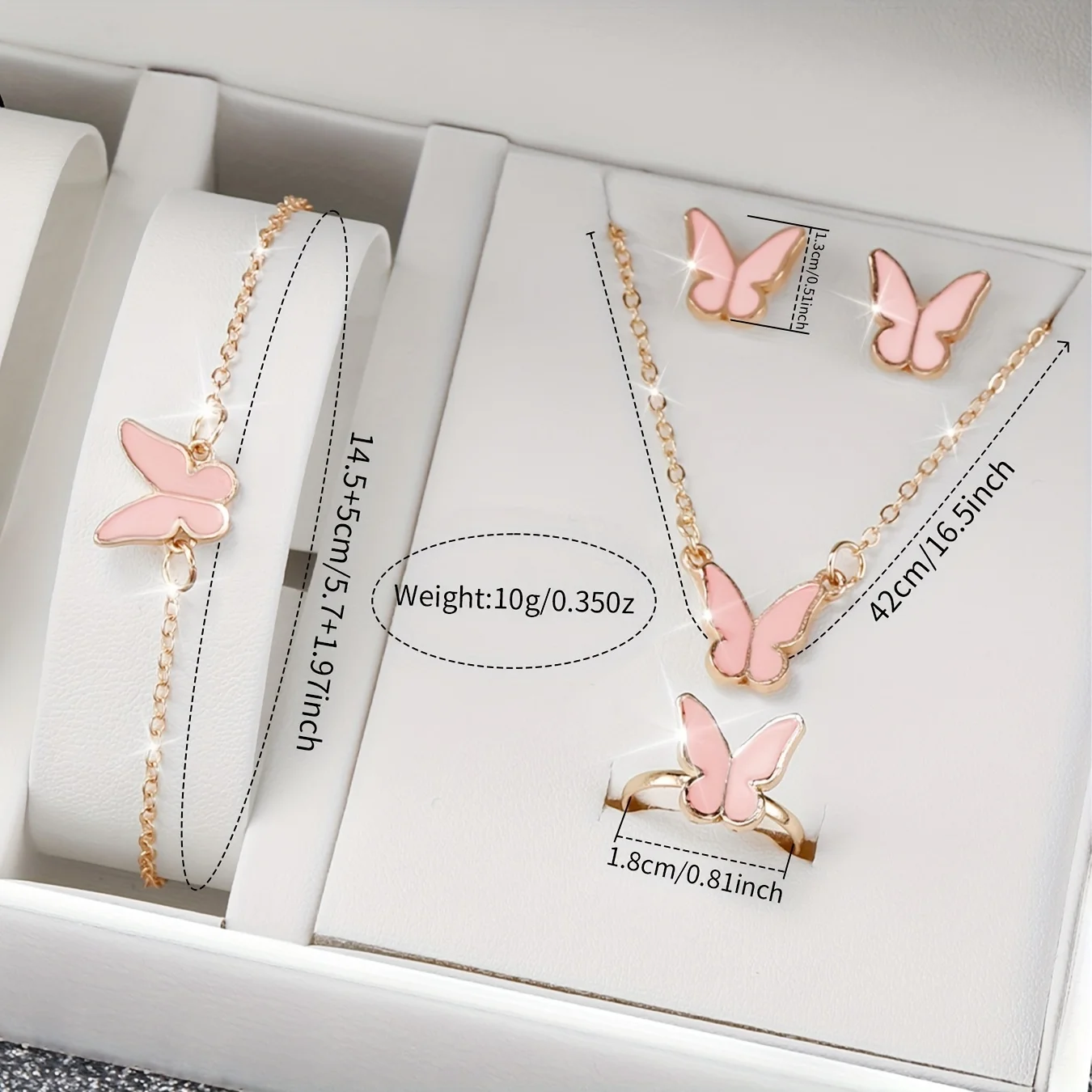 女性用ピンククォーツ時計,アナログシリコンバンド,腕時計,バタフライジュエリーセット,ママへのギフト,6個セット