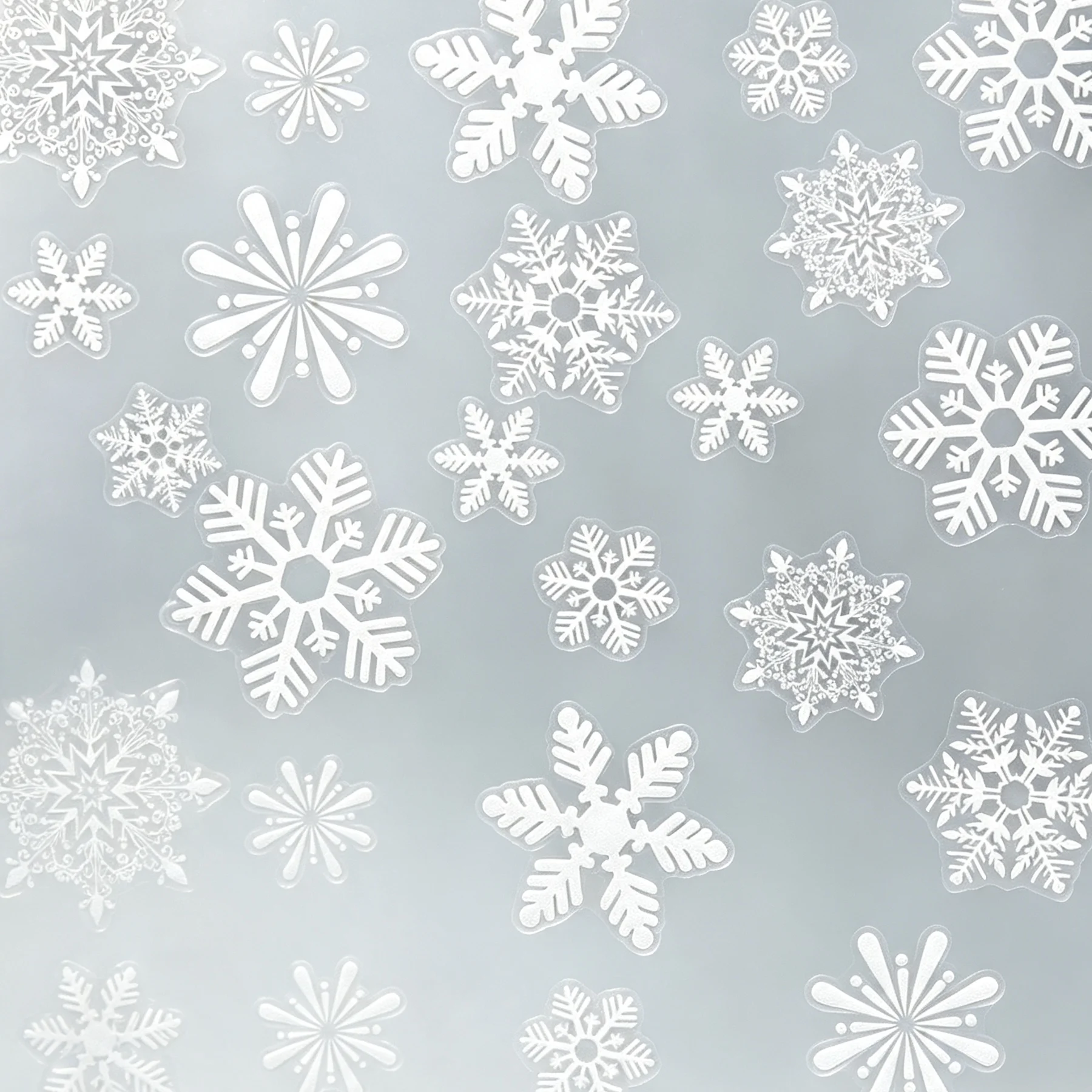 Christmas Snowflake Window Clings, 8Pcs Reusable Static Snowflake Stickers for Xmas Glass Window Decorations