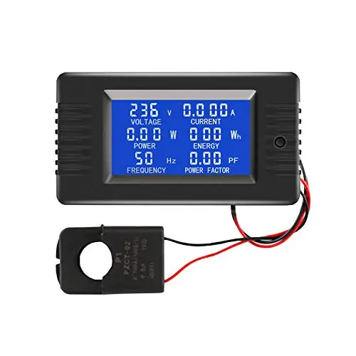 AC 6in1 220V 80V~260V 100A Single Phase Digital Ampermeter Power Energy Voltmeter Ammeter Volt Watt Kwh Factor Meter Split CT