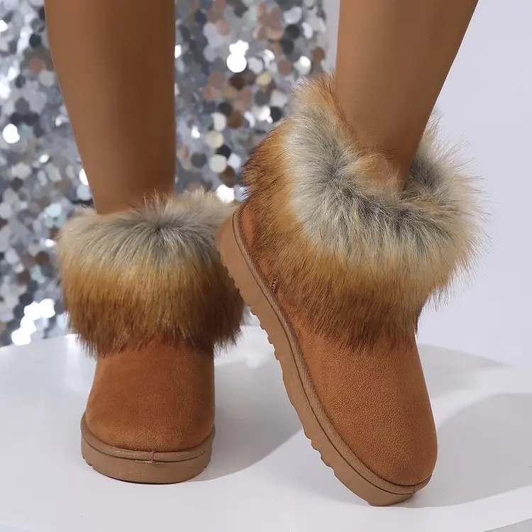 

Winter Fur Women's Boots Plush Warm Women Snow Boots Fashion Round Toe Cotton Shoes Classic Comfortable Non-slip Platform Boots