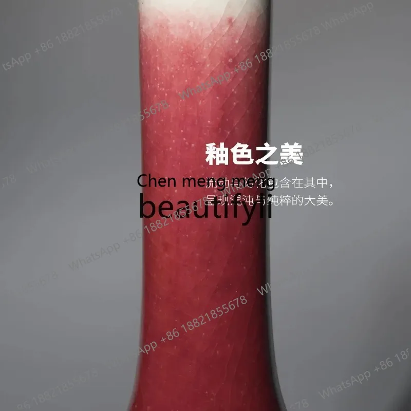 

Chai kiln fired high temperature raw ore lime alkali glaze display vase Lang Hong bile vase height 19cm X