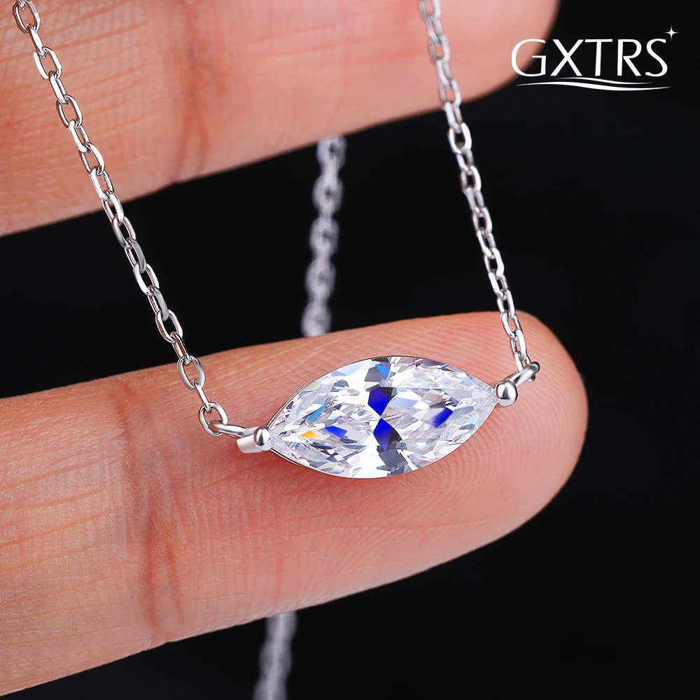 

Ожерелья GXTRS с муассанитом огранки «маркиз» 1-3 карата, серебро S925, женские модные украшения с лабораторными бриллиантами, для свадьбы и вечеринок, с покрытием 18К, изысканные ювелирные изделия, подарки