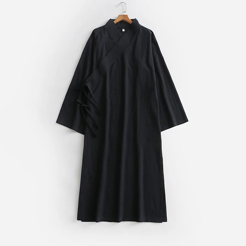 

Plus Size 9XL Traditional Chinese Clothes Cosplay Wudang Taoist Robe Costume Retro Tai Chi Uniform Hanfu Cotton Linen Bathrobe